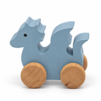 Dragon Wooden Car — blue, side view