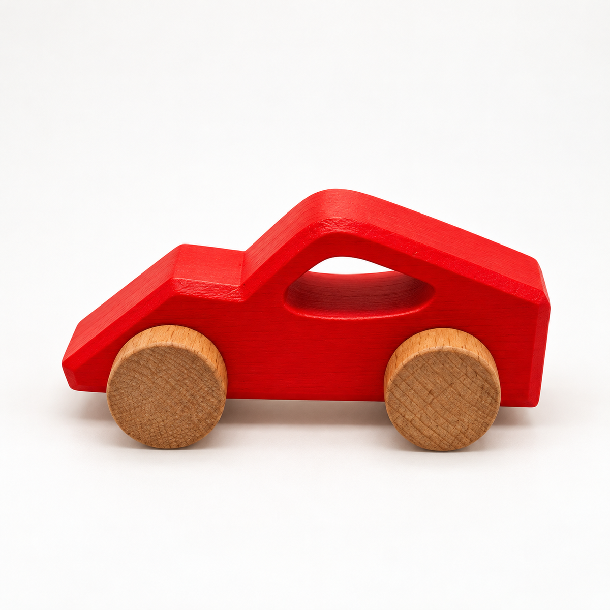 Drift Wooden Car — red, side view