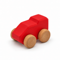 Mono Wooden Car — red, front three-quarter view