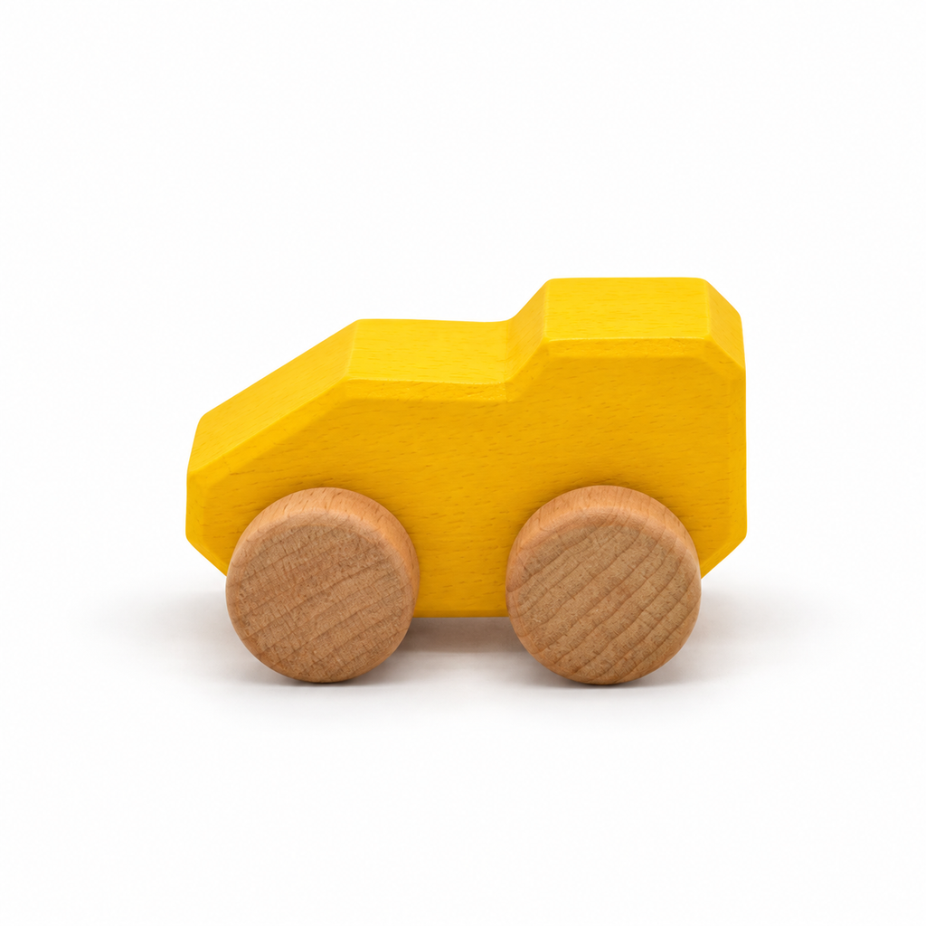 Mono Wooden Car — yellow, side view