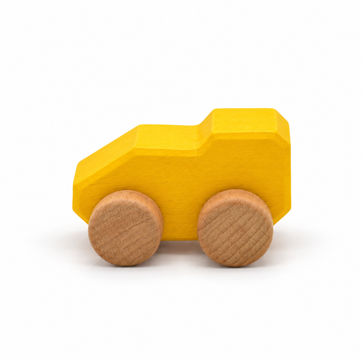 Mono Wooden Car — yellow, side view