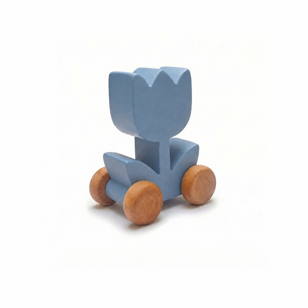 Tulip Wooden Car — light blue
