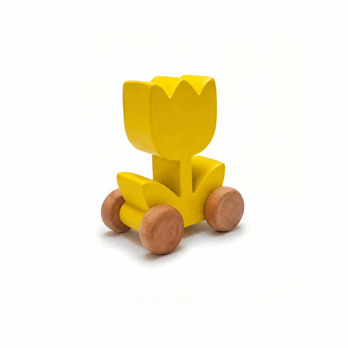 Tulip Wooden Car — yellow